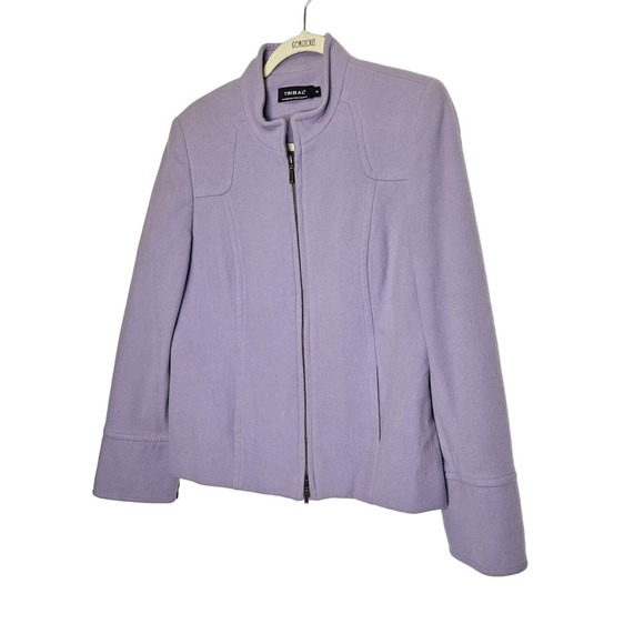 Tribal Zip-Up Jacket Womens Lilac Wool Blend Size 10 Elegant Wool-Blend Zip Cuff - Picture 1 of 9